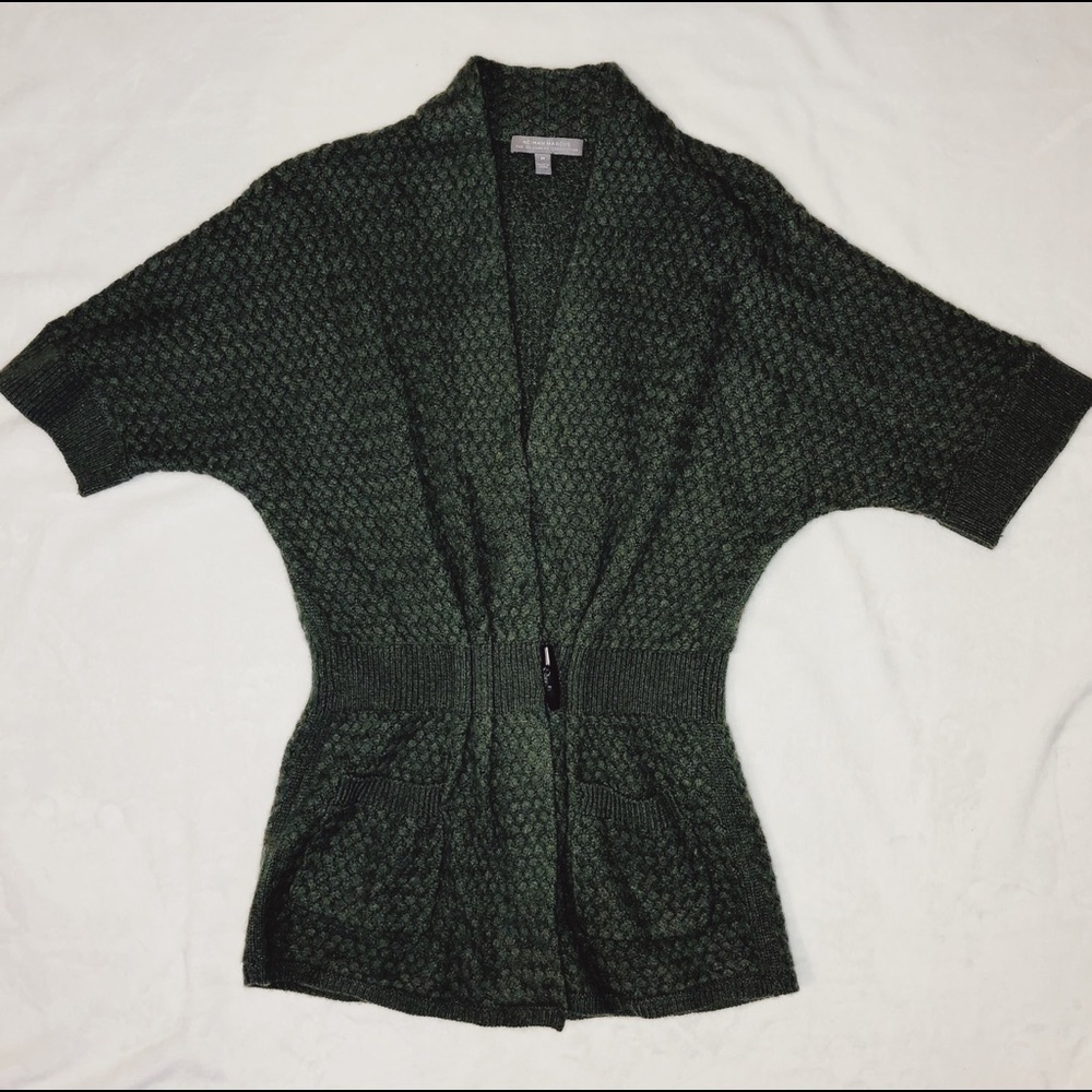 Neiman Marcus Cashmere knit forest green cardigan